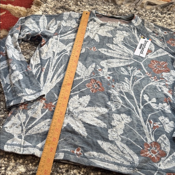 Smartwool crew neck Merino Wool base layer top Winter Sky floral women’s 1X NEW - Picture 2 of 8